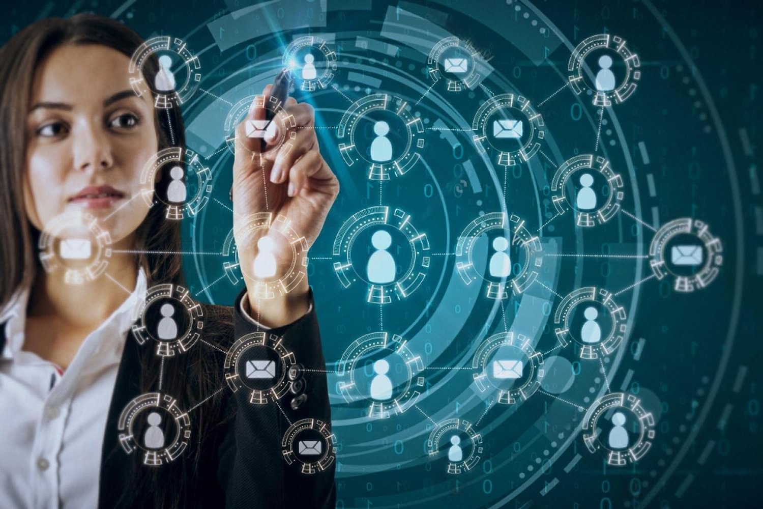 HR professional mapping employee connections and workforce systems in a UAE office